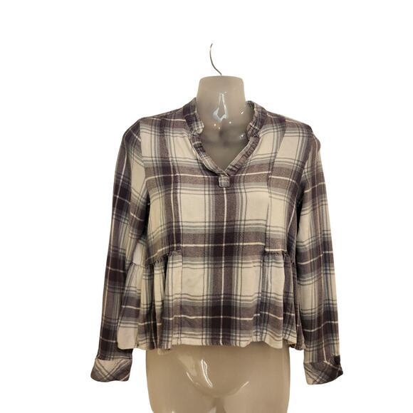 Altar'd State Tops - Altar'd State Long Sleeve Blouse Flannel Top Pullover Casual Plaid Purple Small